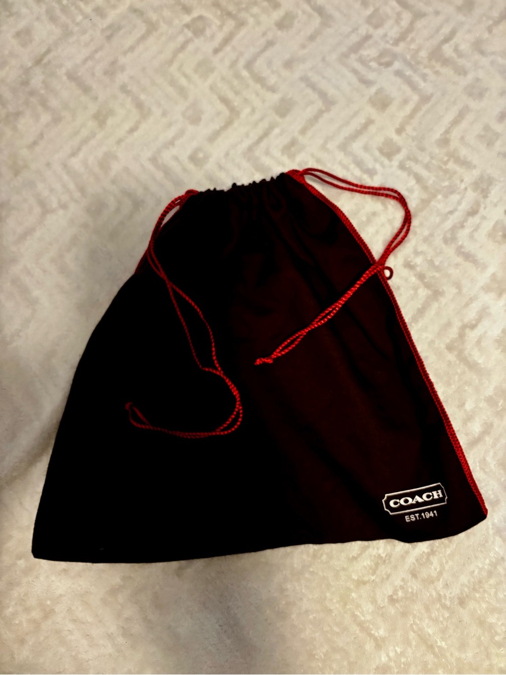 Coach Drawstring Dust Bag in Brown with Red Trim